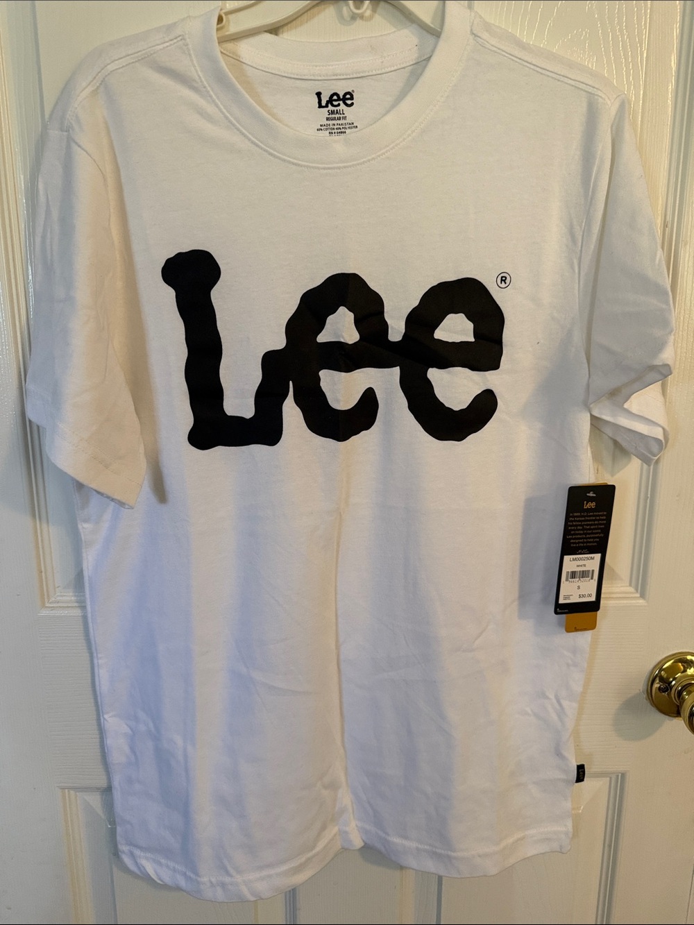 Lee White Short Sleeve Tee with Black Logo Graphic